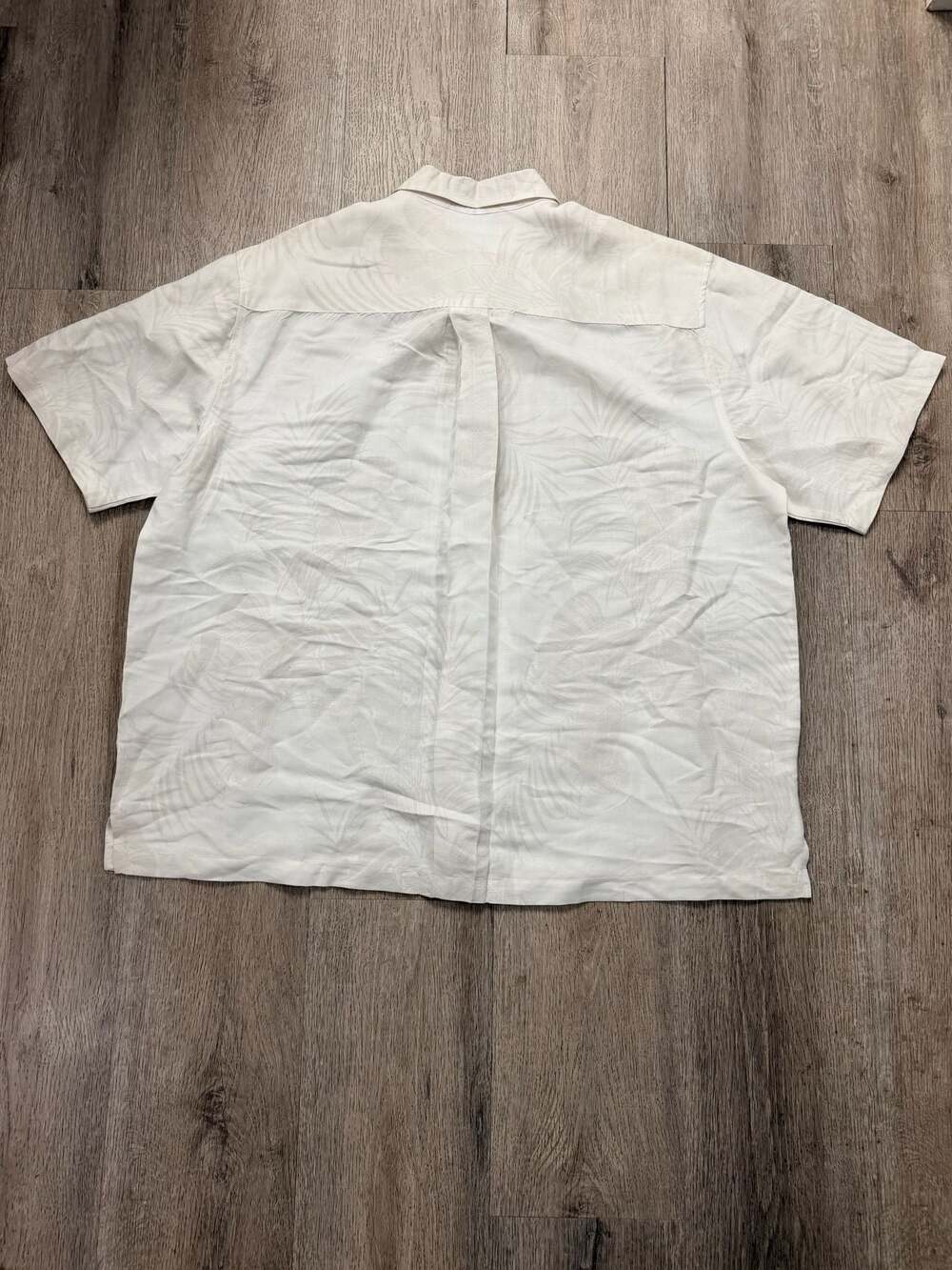 Havanera Co. Men's XXL Short Sleeve Button-Down Shirt Cream Leaf Print